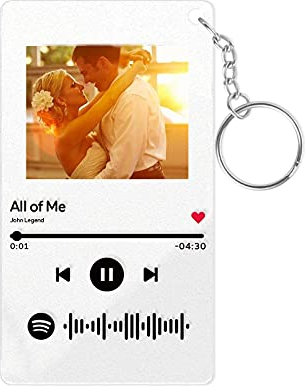 OMG! GIFTS Personalisiertes Schlüsselanhänger Spotify Code mit Bild Acrylglas,Cover Album Scanbares Bild Platte Geschenk für Weihnacht Geburtstag