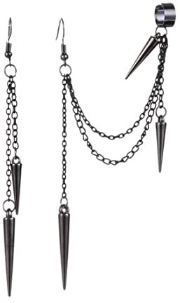 Clyhon Leichte Einzigartige Schwarze Punk Lange Quaste Kette Ohrstulpen Ohrringe 316L Edelstahl Vintage Eimer Ohrstecker Bergsteiger Ohrringe