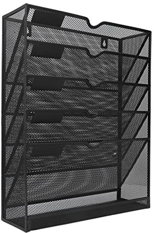 Akten-Organizer für die Wand – Strapazierfähiges Netz Zum Aufhängen von Zeitschriftenhaltern mit 5 Ebenen, Platzsparender Dokumentenhalter für Papiere, Ordner, Briefe, Diagramme