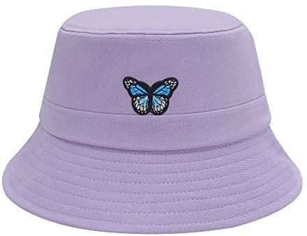 ZLYC Männer Frauen Sommer Fischerhüte Obst Hut, Butterfly Purple, One Size