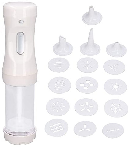 Serlium Presse à Biscuits électrique, kit de Fabrication de Biscuits Outil de Cuisson Maison avec 9 disques et 1 Pointe de glaçage pour gâteau, Dessert, Bricolage et décoration