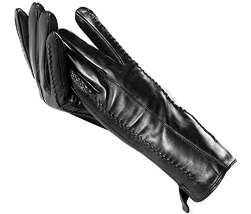 Damenhandschuhe Lammfell Damen Winterhandschuhe Damen Lederhandschuhe Black 6.5