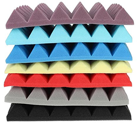 PHONME 50x50x5cm Schallschutz Schaumstoff Akustik Dämmung Noppenschaum Akustikschaum Pyramiden für Audio TV Studio Hohe Dichte Mehrere Farben 10 Stück(Color:Weiß)