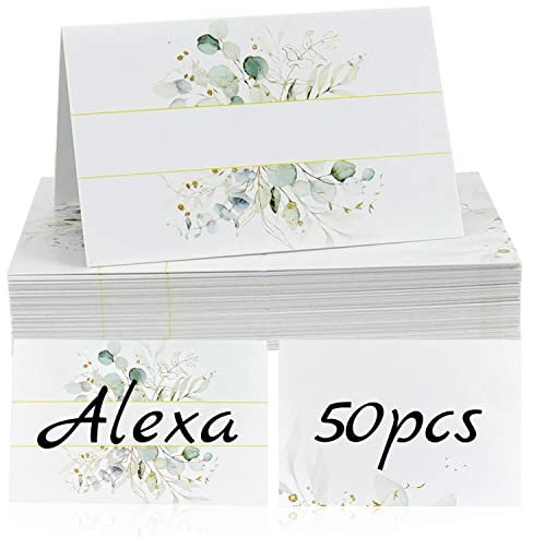 Tischkarten Platzkarten 50 Stück Namenskarten Namensschilder Hochzeit für Hochzeit Geburtstag Kommunion Taufe (Style 3)