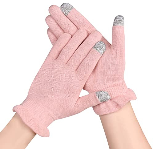 AovYoo Moisturizing Cotton Gloves Touchscreen for Dry Hands Eczema, M | 100% Cotton, Touchscreen Fingertips, Breathable Mesh Knitted, Skin-Friendly Elastic Cuff, Ideal for Overnight Spa & Cracked
