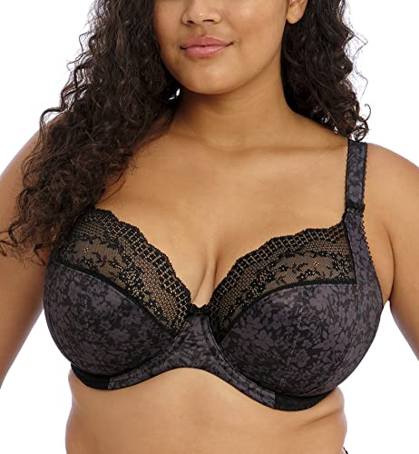 Elomi Women's Lucie Stretch Lace Underwire Plunge Bra, Opaque, Black, 46D