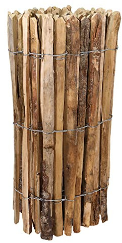 Clôture de jardin en latte naturelle en bois de châtaignier - 5 m - 4-6 cm - Hauteur : 90 cm