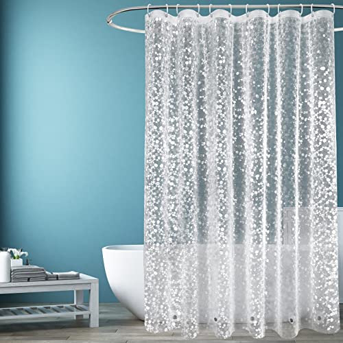 EurCross Rideau de Douche Transparent Plus épais avec 5 aimants 240x200cm Extra Large, Anti moisissure Motif de Galets 3D, Plastique imperméable EVA, pour Baignoire avec 12 Crochets