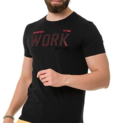 Cipo & Baxx Herren Prägedruck Print T-Shirt Kurzarm CT737