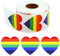 XINDY Regenbogen Aufkleber, 500 Stück Gay Pride Aufkleber Regenbogen Sticker Herz Pride Aufkleber Rolle LGBTQ Accessoires Pride Merch für CSD Pride Party LGBTQ Paraden