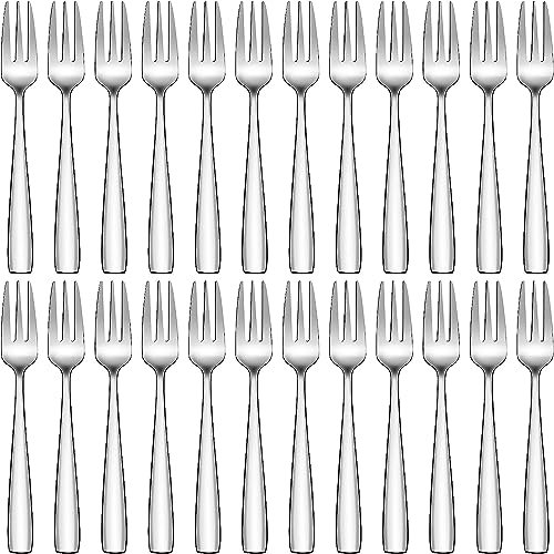 Tivcck 24 Piece Salad Forks Set,5.4 Inch Small Forks Silverware Forks,3-Tine Appetizer Dessert Forks Stainless Steel,Mini Cocktail Salad Fruit Forks,Mirror Polished,Dishwasher Safe