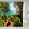 Loussiesd Sunny Tenda da doccia 180 x 240 cm a tema biologico impermeabile tenda da doccia bosco unico mare tessuto impermeabile bagno bellissimo paesaggio con ganci