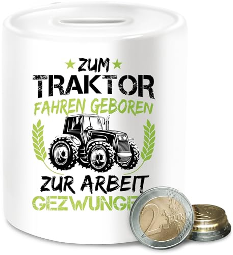 Spardose - Traktoren - Zum Traktor Fahren geboren I Traktor Geschenk I Landwirtschaft - Unisize - Weiß - Bauern als Landwirt trecker spardosen für sparen traktorfan treckerfans geldgeschenk Bauer