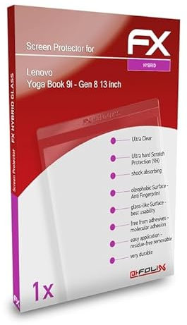 atFoliX Glasfolie kompatibel mit Lenovo Yoga Book 9i - Gen 8 13 inch Panzerfolie, 9H Hybrid-Glass FX Schutzpanzer Folie (1er Set)