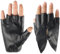 Damen Halbfinger-Handschuhe aus Leder für vier Jahreszeiten, Poledance Breakdance Performance Maniküre-Handschuhe Wmm787 (Schwarz, Einheitsgröße)