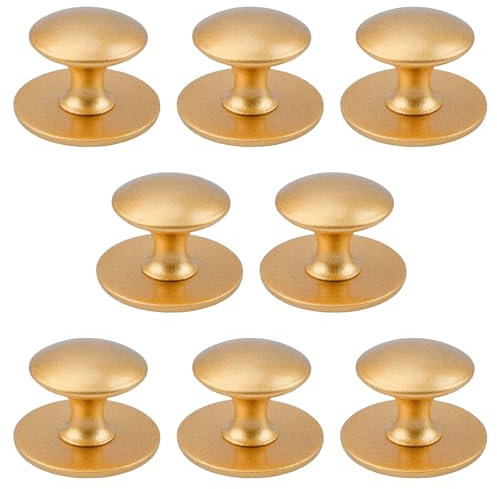 MOROBOR Adhesive Cabinet Knobs, 8 PCS Self-Stick Instant Kitchen Cabinet Knobs Drawer Pulls Stainless Steel Drawer Knobs for Windows, Wardrobes, Cabinets, Drawers (Matte Gold)