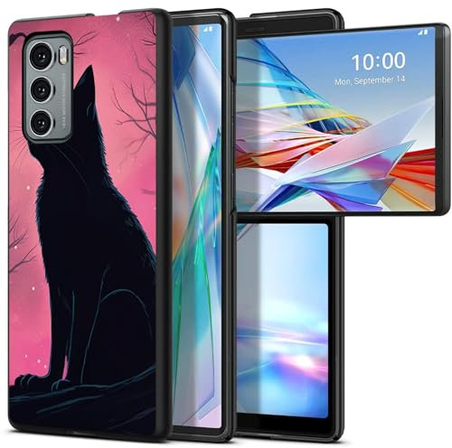 BWEGRHE Progettata per LG Wing 5G, custodia sottile in policarbonato rigido con motivo gatto cielo rosa, cover antiurto di ricarica wireless per LG Wing 5G (2020)