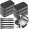 PUERFOCA 12 Pcs Black Rectangular Tins Set, Portable Metal Storage Containers, 6 Household Storage Box for Candy, Key, Jewelry and 6 Silicone Cable Ties for Charging Cables and Earphones Line