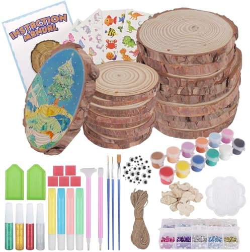 Genround Bastelset für Kinder, Glühen in den dunklen, 20 Stück Holz Kreative Kinderspielzeug, Jungen Mädchen Geschenke, Kindergeburtstag Basteln für 5-12