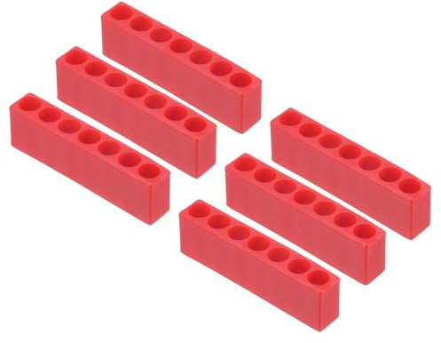 sourcing map 6pcs Plastic Hex Shank Screwdriver Bit Holder Organizer 7 Holes 1/4 Inch Plastic Drill Bits Storage Case for Any 1/4 Hex Shank Metal Driver Bits Use, Red