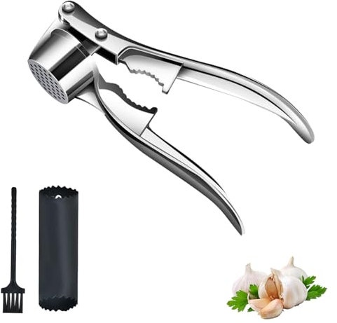 ZIGefofo Knoblauchpresse knoblauchschäler Set Multifunktion Garlic Press Nussknacker Knoblauchpressen Spülmaschinenfest Knoblauch Presse Crusher Knoblauchschneider Ingwerpresse, Zinklegierung