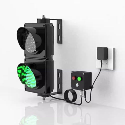 Feu Tricolore LED, 2 Lumières Rouge/Vert, Panneau de Signalisation, pour Montage Intérieur et Extérieur, Plug & Play