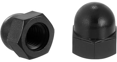sourcing map Hutmuttern, M8 x 1,25, Nylon, Kuppelkopf, Hutmuttern für Bolzenabdeckung, Schwarz, 20 Stück