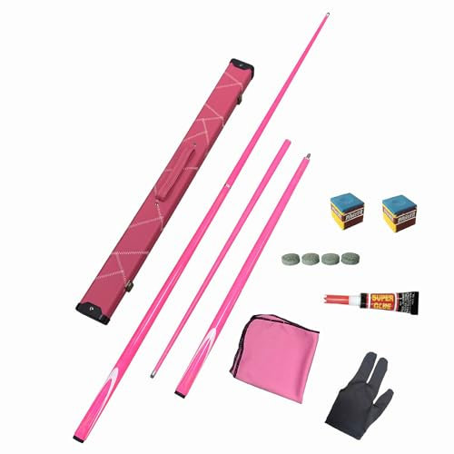 HYQNG Premium-Snooker-Queues, 58-Zoll-Pool-Queue mit Hartschalenetui und 2 Pool-Queue-Kreide, 1/2-gelenkiger Kohlefaser-Billard-Queue-Pool-Queue-Stick für alle Billard-Enthusiasten pink 11.5mm