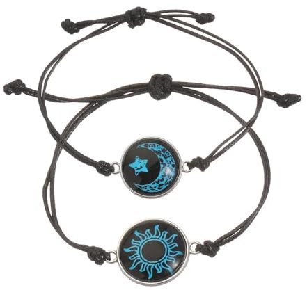 Bungsa Freundschafts-Armband 2er Set Tag und Nacht aus Nylon Edelstahl Unisex (Blau)