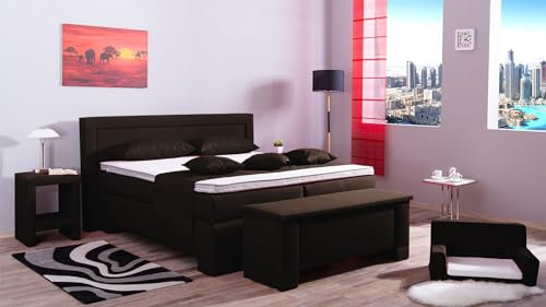 Boxspringbett Rico 240x220, W-Dark Brown, 7-Zohnen Taschenfederkernmatratze, Komfortschaum - Inklusive Aufbau - Deutscher Hersteller