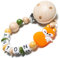 Personalisierte Baby Schnullerkette mit Namen – Verschiedene Modelle für Jungen und Mädchen, Perfektes Geschenk für Babys (orange, silikon, Fuchs)