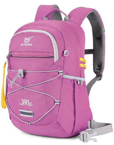 SKYSPER Rucksack Kinder für Jungen Mädchen ab 6-10 Jährige 18L Kinderrucksack Wanderrucksack Kinder mit Brustgurt für Schule Outdoor Reise,Lila