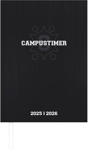 Campustimer Black - A5 Semester-Planer - Studenten-Kalender 2025/2026 - Notiz-Buch - schwarz - Weekly - Alpha Edition