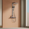 EMKE Duschsystem mit Thermostat – 36 x 24 cm Regendusche mit Armatur, Duschsystem mit 40 cm Glasablage & Handbrause (4 Strahlarten), höhenverstellbar, Anthrazit Matt, inkl. LED-Digitalanzeige