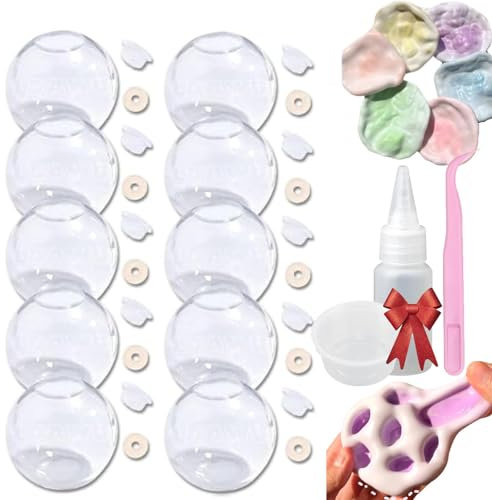 Blank Pressure Ball Skin DIY Kit, Vacuum Squishy DIY Stress Ball Making Kit, with Empty Skinbase, Lid, Sand Stress Ball for Sensory and Stress Relief (10Pcs-Clear)