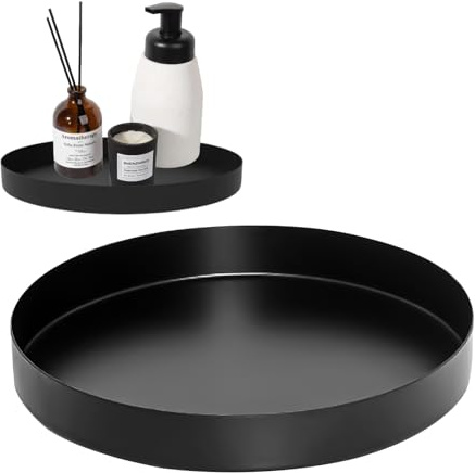 20 cm Deko Tablett Rund Serviertablett Edelstahl Metall Dekoteller Make up Organizer Rundes Dekotablett für Schmuck, Make-up, Vasen