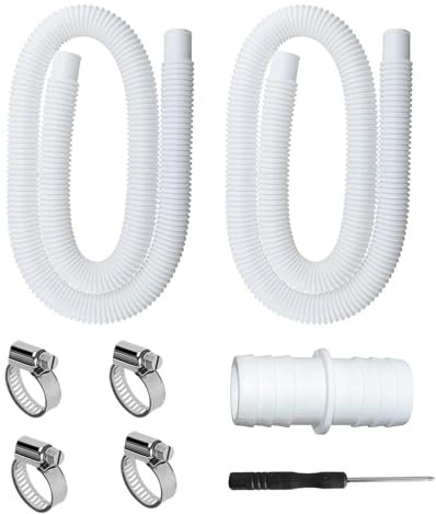 SIGANDG Tuyau Piscine 32mm 150cm/59in Tuyau de Rechange pour Piscine pour Intex 330, 530 et 1000 GPH Livré avec clips de sécurité et adaptateur de tuyau