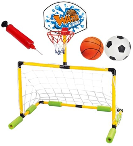 Panier de Basket pour Piscine - Set De Panier Flottant pour Bord De Piscine | avec Pompe Ballon De Foot Porte Cadre Étanche Adulte Enfant Plage Lac Parc