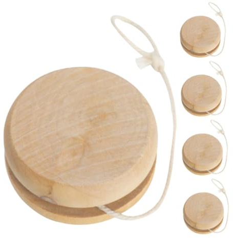 Yo-yo en Bois Beige Lot de 5, Jouet Extérieur Simple | Bois, Design Uni aux Lignes Lisses, Usage Plein Air, Unisexe, pour Exercer la Réactivité
