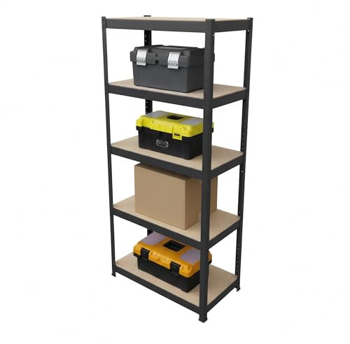 Relaxdays Schwerlastregal, HxBxT 180x60x30 cm, Traglast 500 kg, 5 Ebenen, Lagerregal Keller, zum Stecken, Farbwahl | 5 Ebenen, Lagerregal Keller, zum Stecken