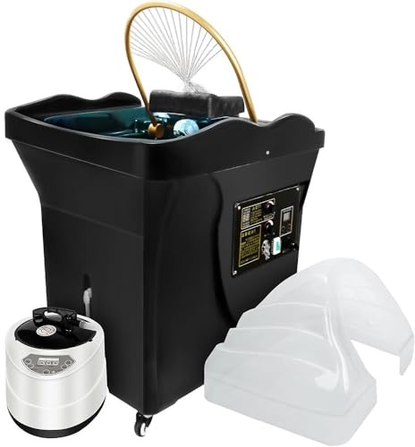 WYWY Équipement de Spa Japonais pour la tête, 60L - Cuve de Lavage et Spa Capillaire à Température Constante pour Salons de Coiffure(Black)