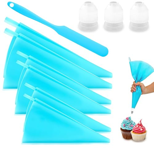 Piping Bags Set - 6pcs Reusable Silicone Pastry Piping Bag Large Icing Decorating Tools With 3 Couplers For Cake Cookie Frosting Baking Tools (12+14+16)