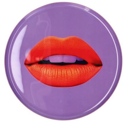 Gift Company Love Trays, Dekotablett, S, Motiv: Lippen, rund, lila 17,7x1x17,7cm