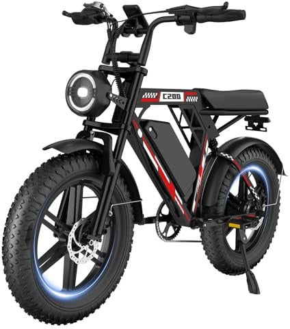 HiQiS Vélo Electrique pour Adultes, 20 * 4.0 Pouces Pneus Gras, Batterie Amovible 48V 17.5AH, Moteur 250W, Jusqu'à 25KM/H, Ebike jusqu'à 50 à 80 KM, Vélo électrique 7 Vitesses, Double Suspension