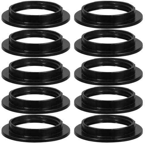Hohopeti Anneau de Lampe Noir en Plastique Fileté pour Douilles E27, Accessoires pour Luminaires Anneaux de Fixation D'abat-jour, Facile à Remplacer pour Abat-jour en Verre