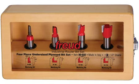 Freud 89-650: 4 Piece Undersized Plywood Bit Set (1/2 Shank)
