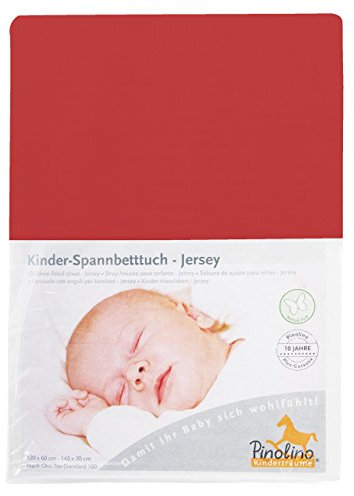 Pinolino 540002-5 - Spannbetttuch für Kinderbetten, Jersey, Orange