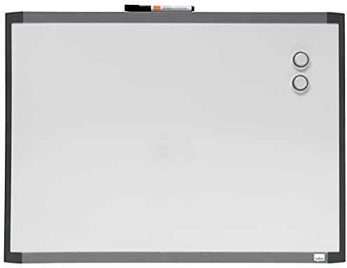 Nobo Piccola Lavagna Magnetica Montabile su Parete / Frigorifero, con Clip per Pennarello Integrata e Cornice Grigia, per Casa / Ufficio, Cancellabile a Secco, 585 mm x 430 mm, Bianco