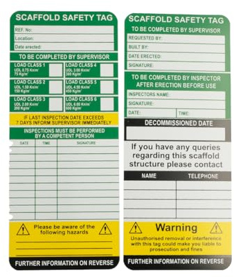 Scan SCASCAFTAGI Scaffold Tag Replacement Inserts - Pack of 10 | Polypropylene Safety Inspection Tag Refills, Durable Weatherproof Scaffolding Tags for Construction Sites