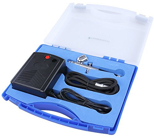 Timbertech - Kit aerografo - Include compressore 220 V / 50 Hz, tubo flessibile, aghi e custodia